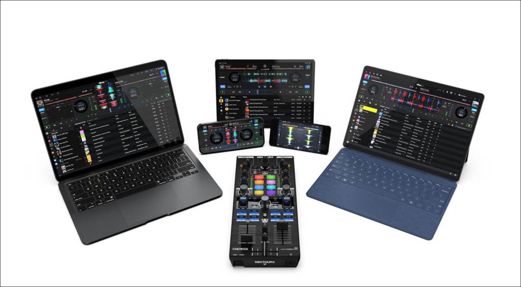 Mixtour Pro è stato sviluppato appositamente per Algoriddim djay Pro e si collega a computer, tablet e smartphone tramite USB-C