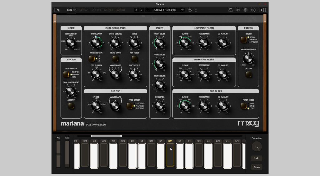 Moog Mariana in modalità standalone con tastiera touch