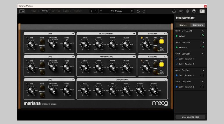 Summary della modulazione del Moog Mariana