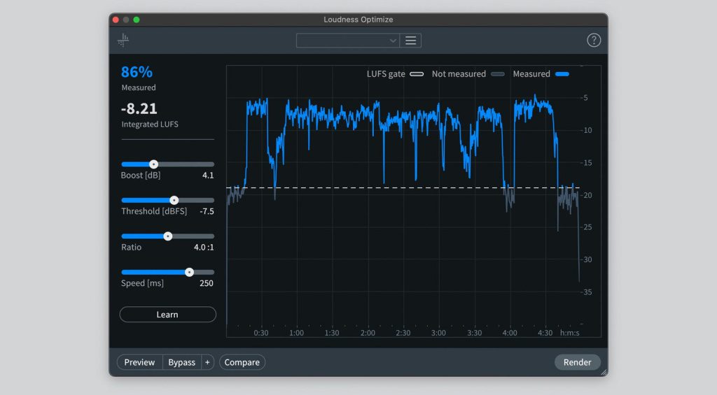 Loudness Optimize in RX 11 Standard