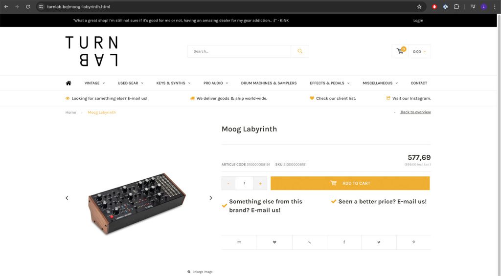 Le immagini del Moog Labyrinth sono apparse temporaneamente sul sito web di un rivenditore