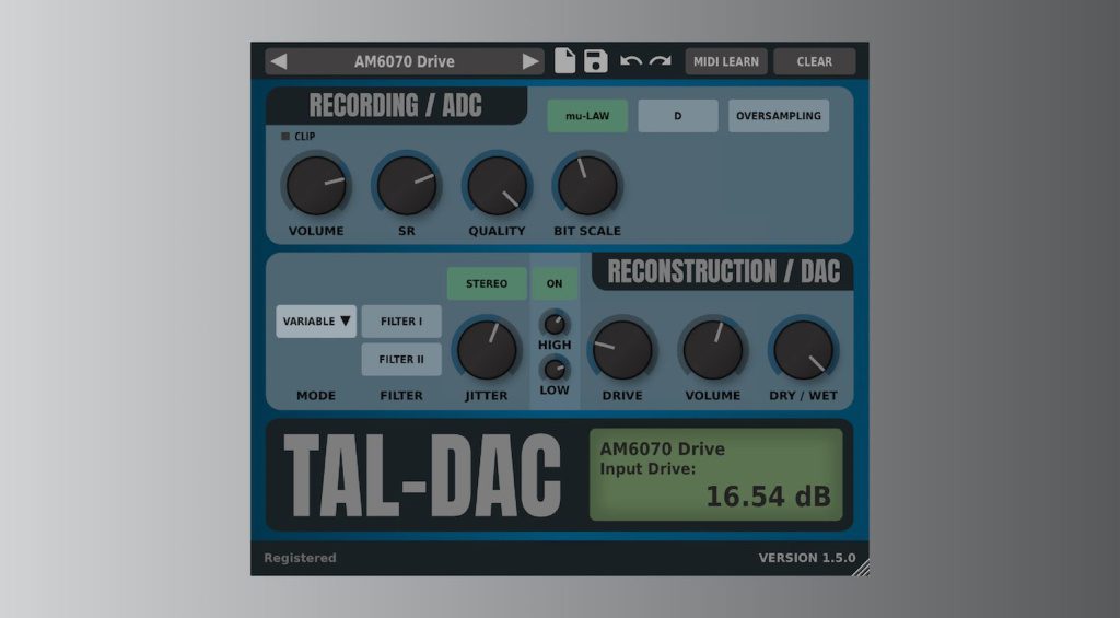 Il plugin TAL-DAC emula i classici convertitori digitali