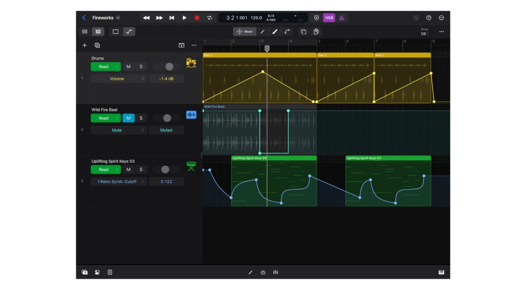 Automazioni in Logic Pro per iPad