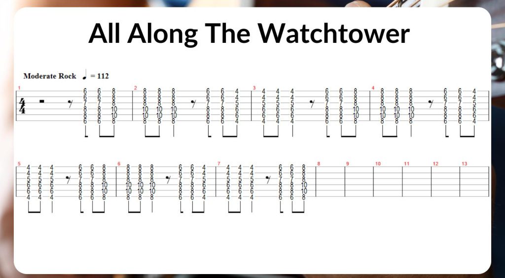 Canzoni con accordi con barré - All Along The Watchtower