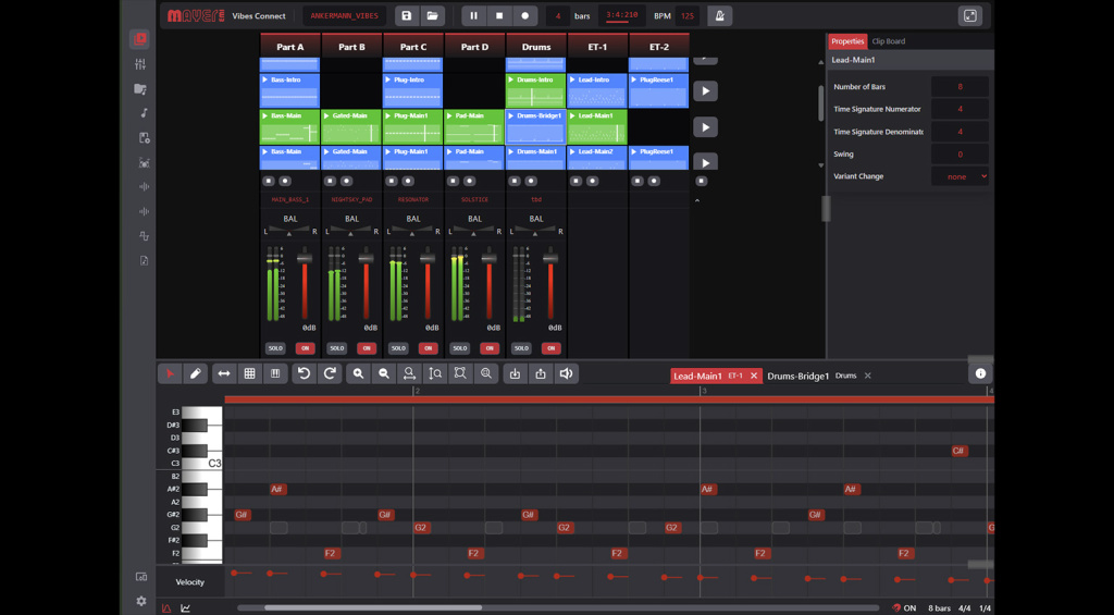 Vibes in DAW Mode: Clip Launcher