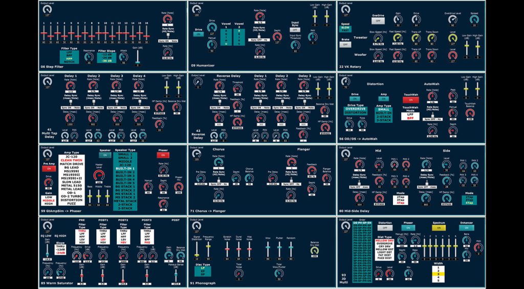 Editor ZEN-Core nella pagina degli effetti MC-101 e MC-707